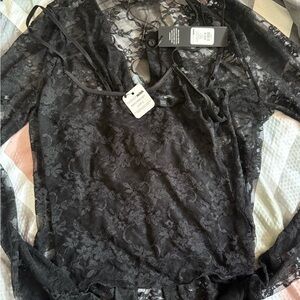 Fashion Nova Black Lace Bodysuit